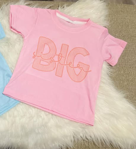Baby Girls Pink Short Sleeve Big Sister T-shirts Top Preorder