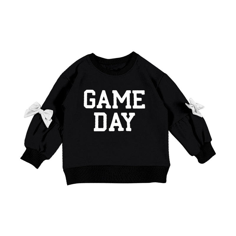 Baby Girls Black Long Sleeve Game Day Team T-shirts Top Preorder