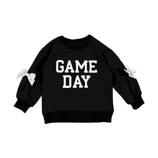 Baby Girls Black Long Sleeve Game Day Team T-shirts Top Preorder