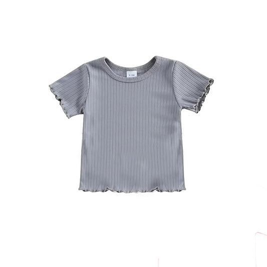 Baby Girls Grey Short Sleeve T-shirts Top Preorder