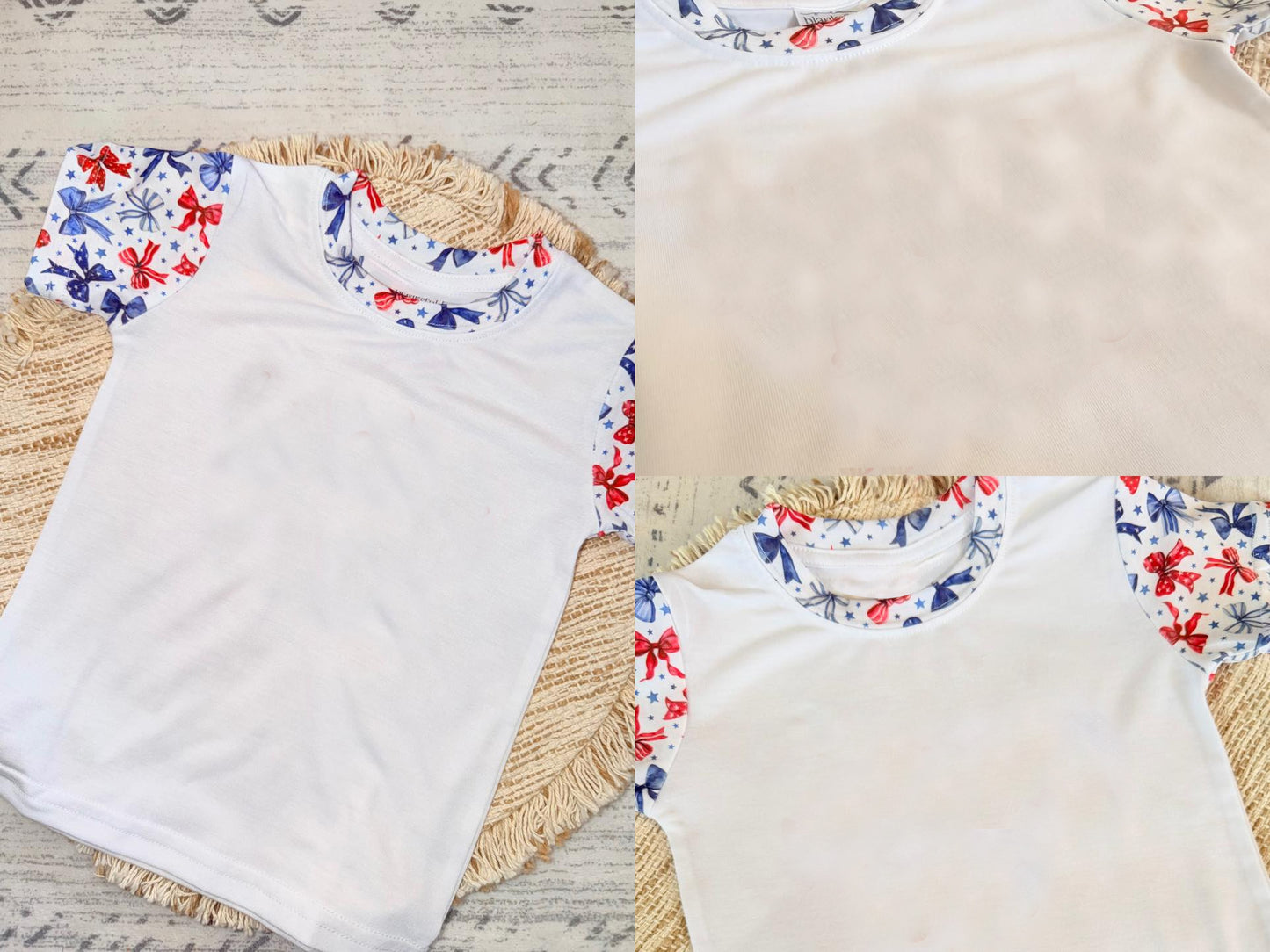Baby Girls Short Sleeve Red Blue Stars Bows 4th of July T-shirts Top Preorder