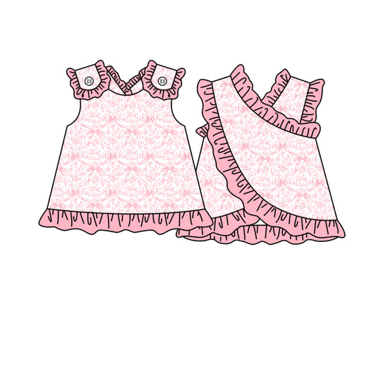 Baby Girls Sleeveless Pink Bows Flowers Tunic Tops Preorder