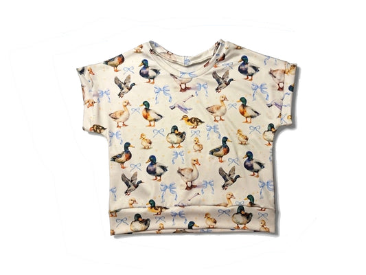 Baby Girls Short Sleeve Bows Ducks Plaid Hunting T-shirts Top Preorder