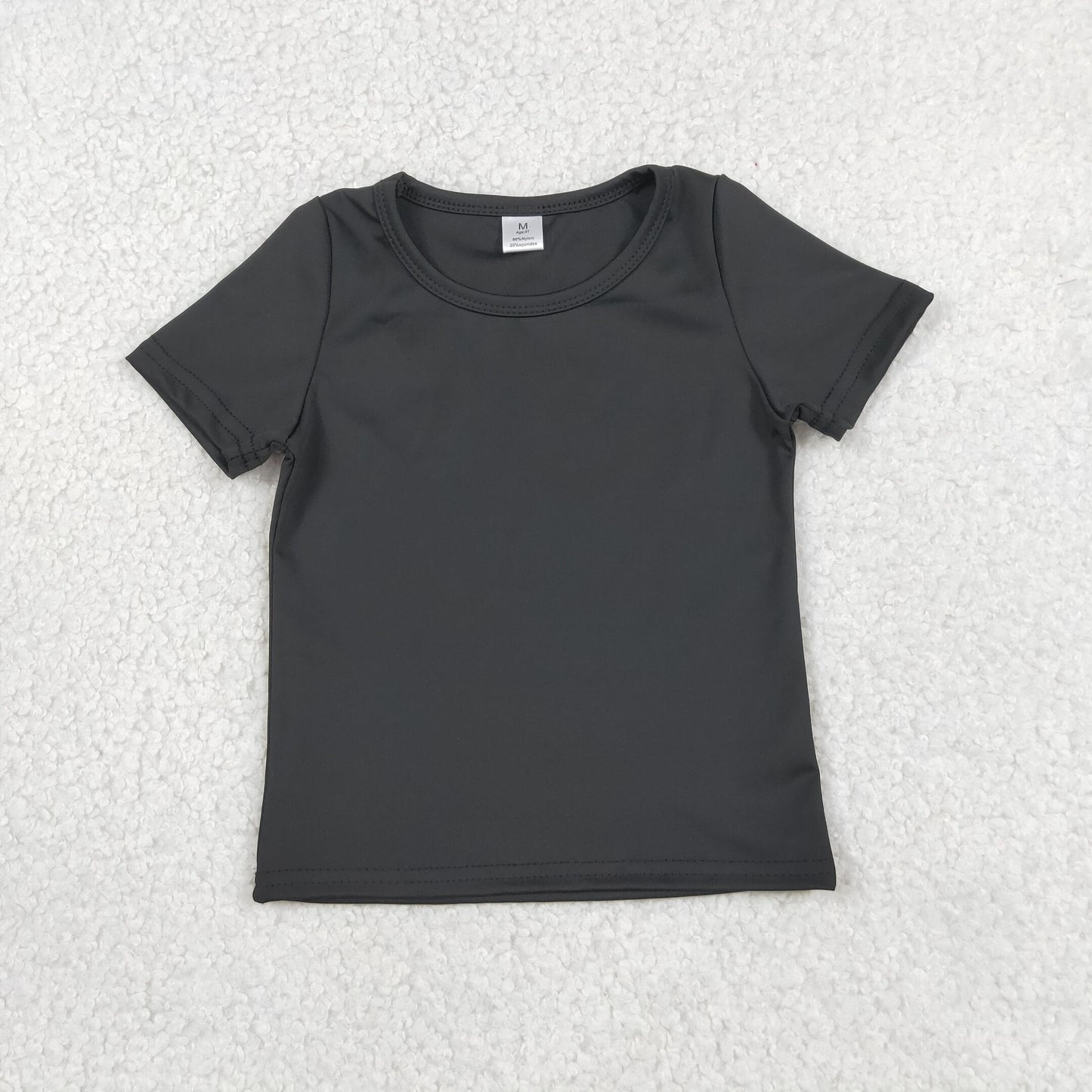 Baby Girls Black Short Sleeve Yoga Active T-shirts Top