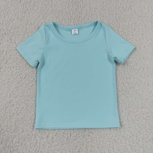 Baby Girls Light Blue Short Sleeve Yoga Active T-shirts Top