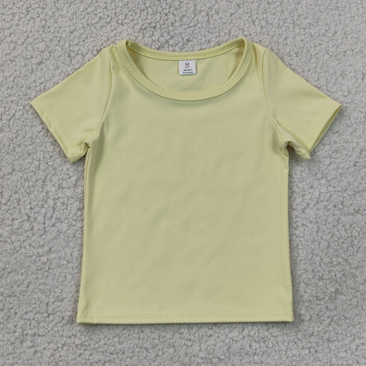 Baby Girls Light Yellow Short Sleeve Yoga Active T-shirts Top
