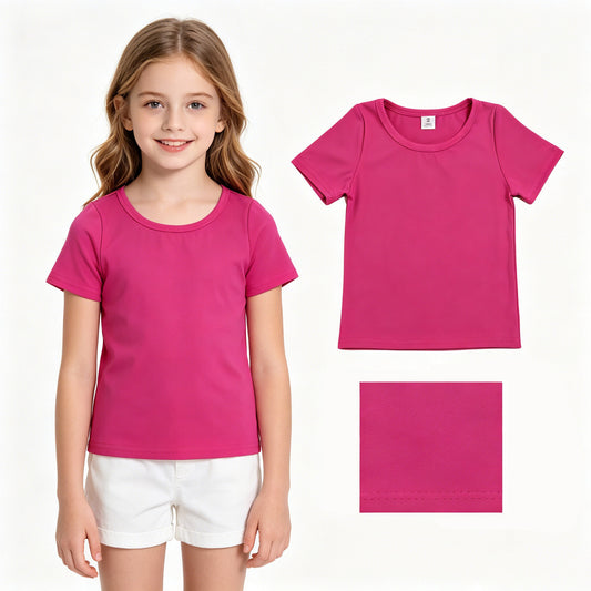 Baby Girls Hot Pink Short Sleeve Yoga Active T-shirts Top