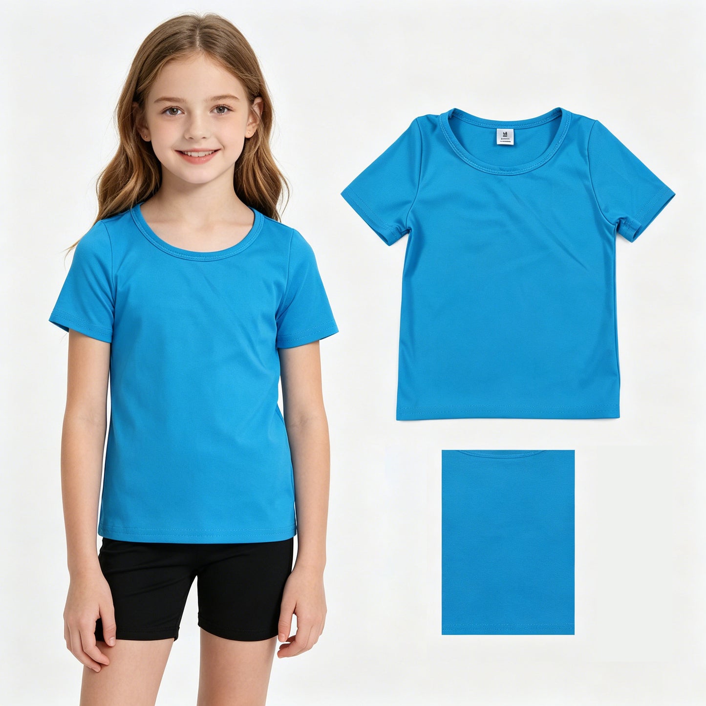 Baby Girls Hot Blue Short Sleeve Yoga Active T-shirts Top