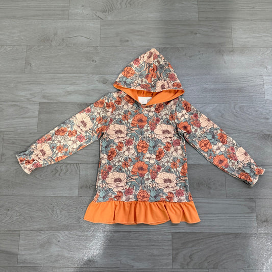 Baby Girls Colorful Flowers Fall Ruffle Hoodies Top Preorder