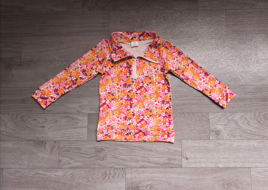 Baby Girls Long Sleeve Colorful Flowers Zipper Pullovers Top Preorder