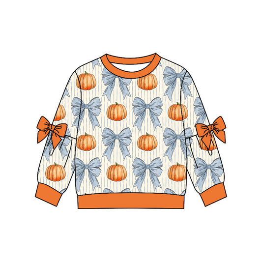 Baby Girls Long Sleeve Bows Pumpkins Fall T-shirt Top Preorder