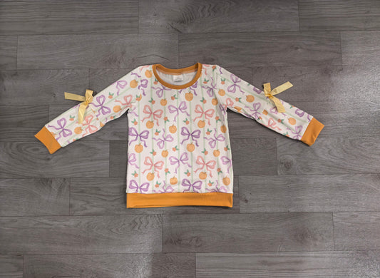 Baby Girls Long Sleeve Colorful Bows Checked Pumpkins Fall T-shirt Top Preorder