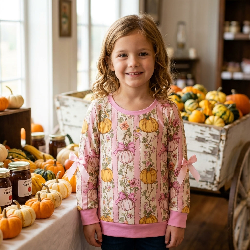 Baby Girls Long Sleeve Colorful Flowers Pumpkins Stripe Fall T-shirts Top