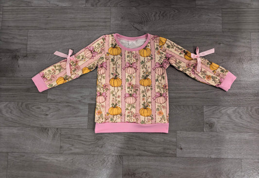 Baby Girls Long Sleeve Colorful Flowers Pumpkins Stripe Fall T-shirt Top Preorder