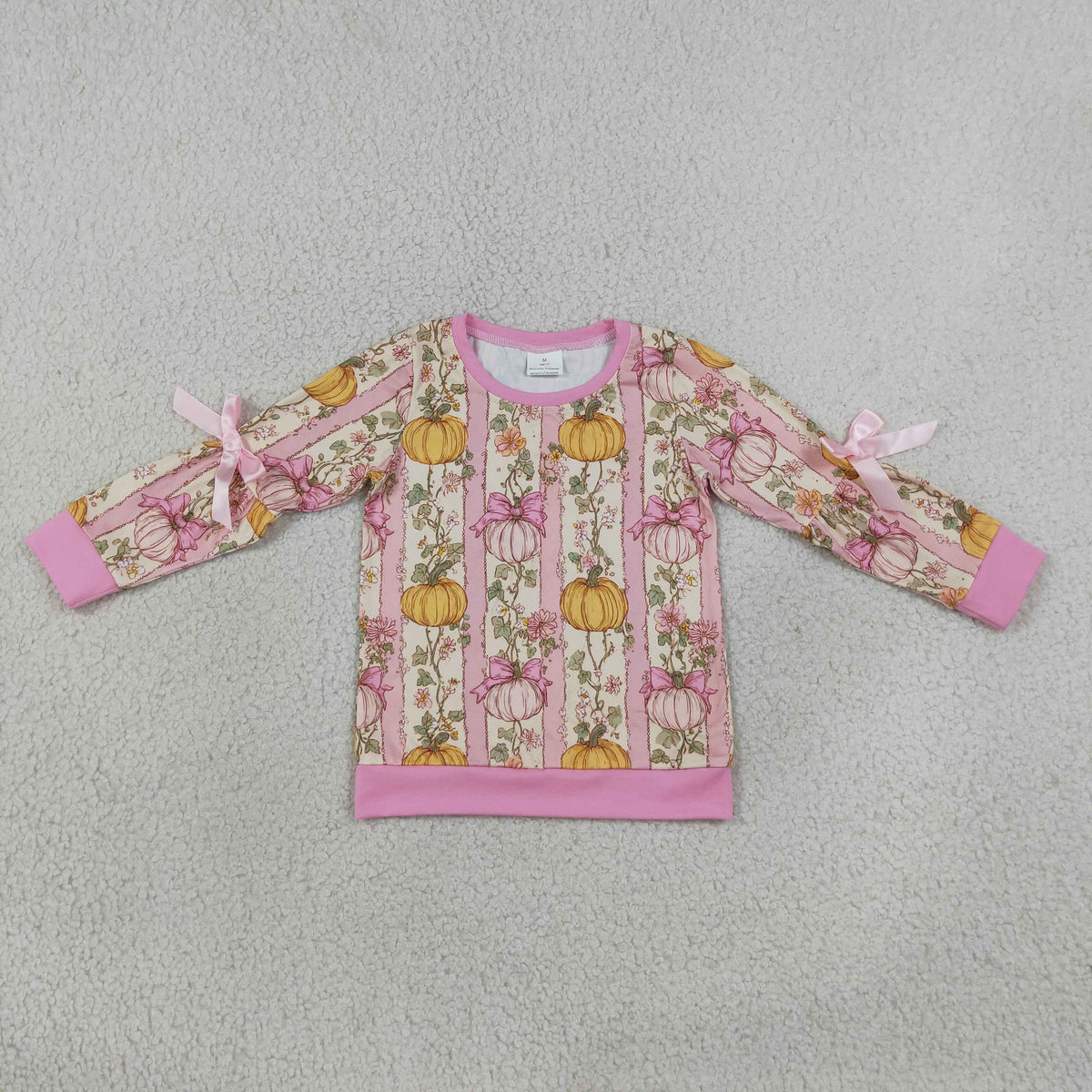 Sibling Baby Girls Long Sleeve Flowers Pumpkins Bows Fall T-shirts Top