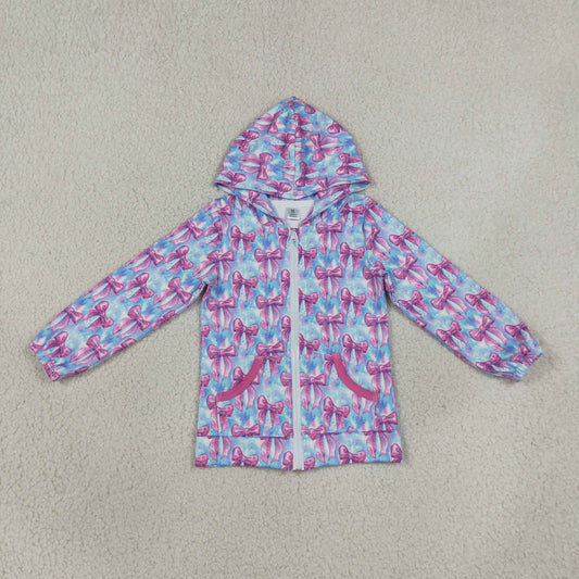 Baby Girls Colorful Tie-dye Print Bows Yoga Active Zip Pockets Hoodie Jackets Top
