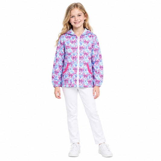 Baby Girls Colorful Tie-dye Print Bows Yoga Active Zip Pockets Hoodie Jackets Top