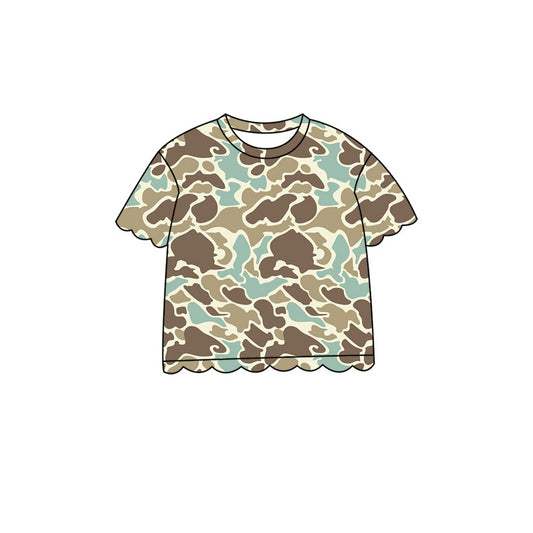 Baby Girls Short Sleeve Southern Khaki Camo Scallop T-shirts Top Preorder