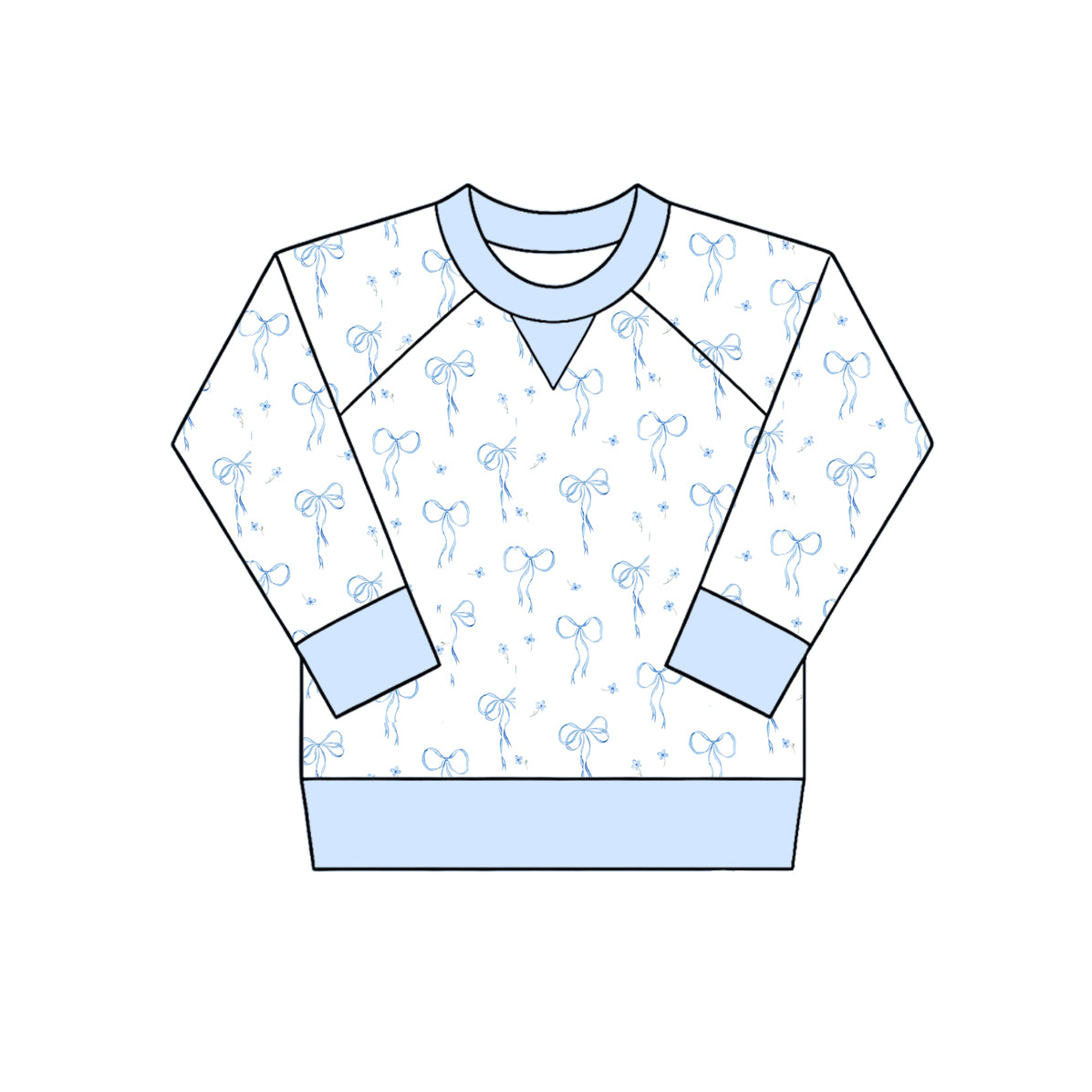 Baby Girls Long Sleeve Blue Bows Flowers T-shirts Top Preorder