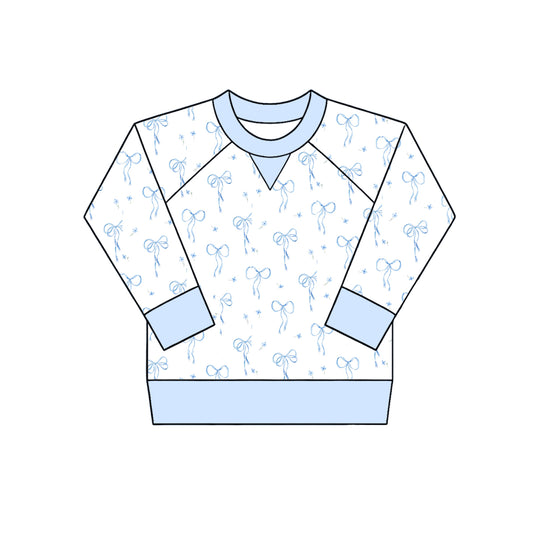 Baby Girls Long Sleeve Blue Bows Flowers T-shirts Top Preorder