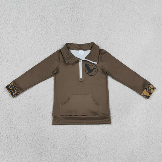 Baby Girls Long Sleeve Ducks Zip Pocket Hunting Pullovers Top