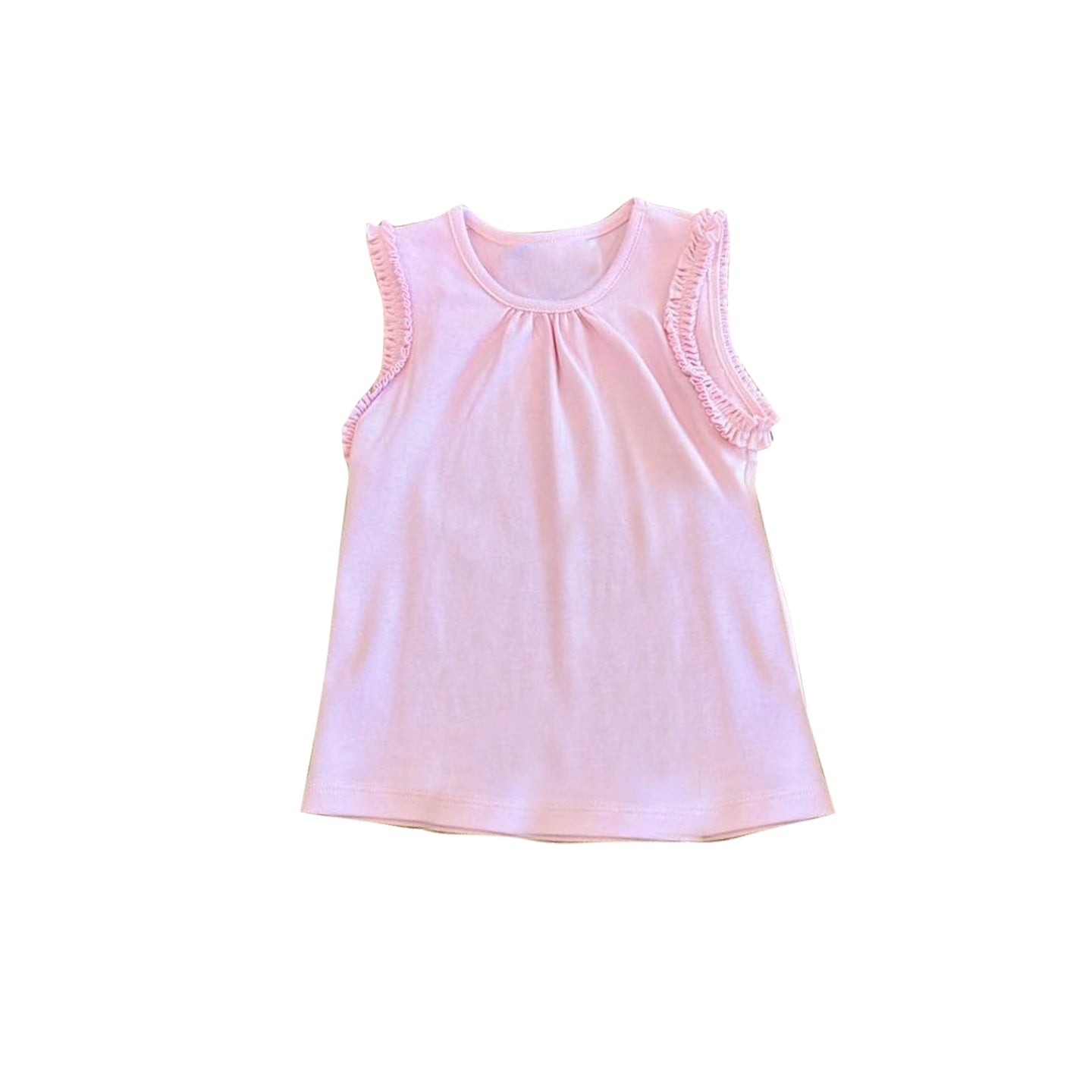 Baby Girls Sleeveless Light Pink Cotton Tunic T-shirts Top Preorder