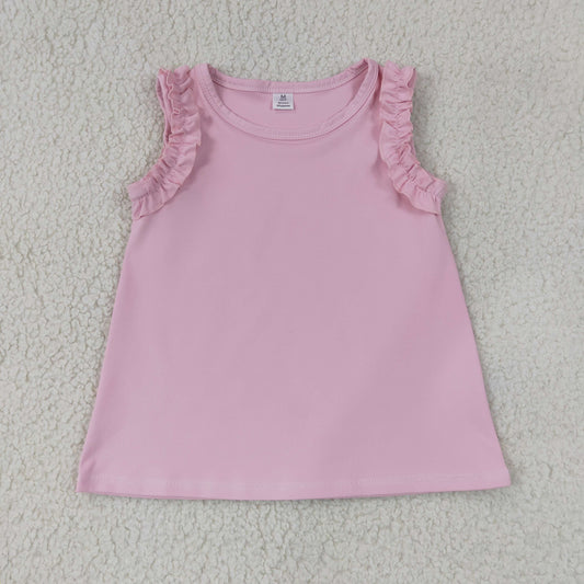 Baby Girls Sleeveless Light Pink Cotton Tunic Shirts Tops