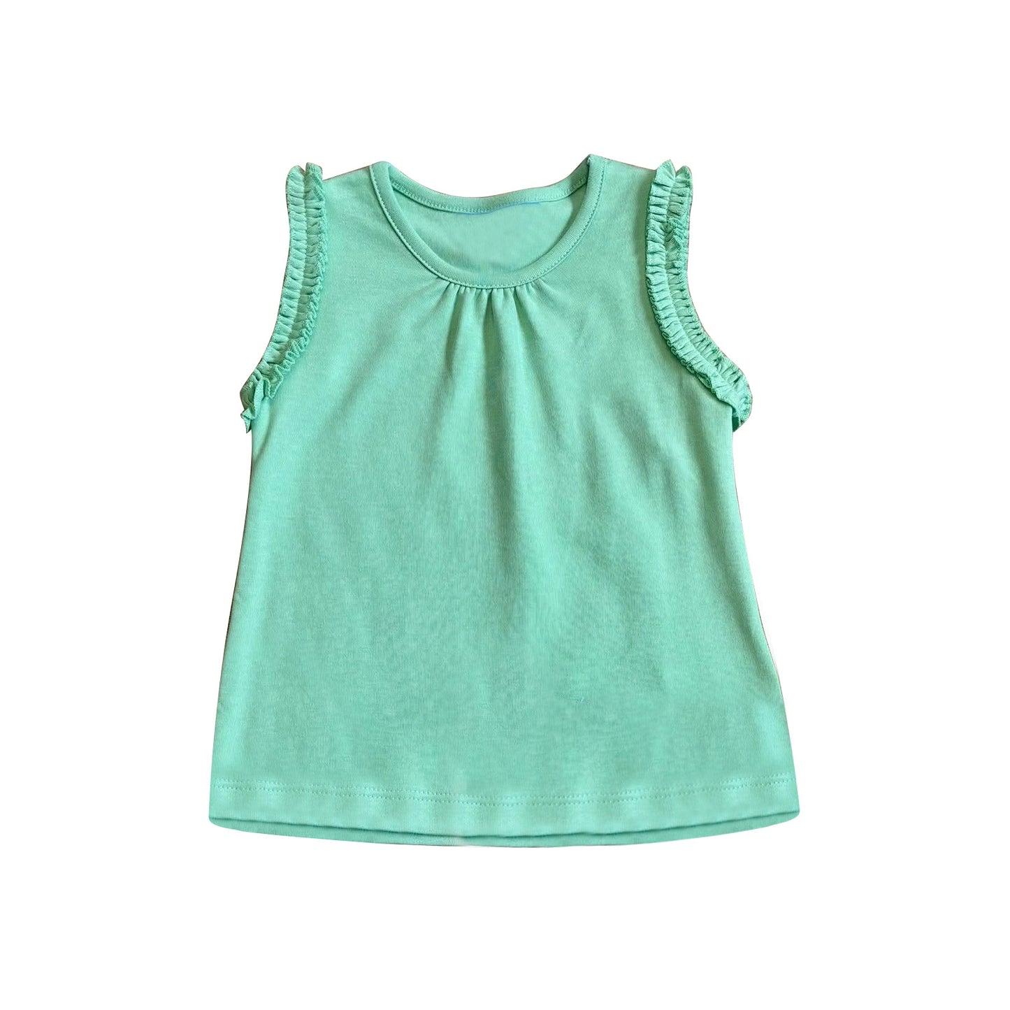 Baby Girls Sleeveless Green Cotton Tunic T-shirts Top Preorder