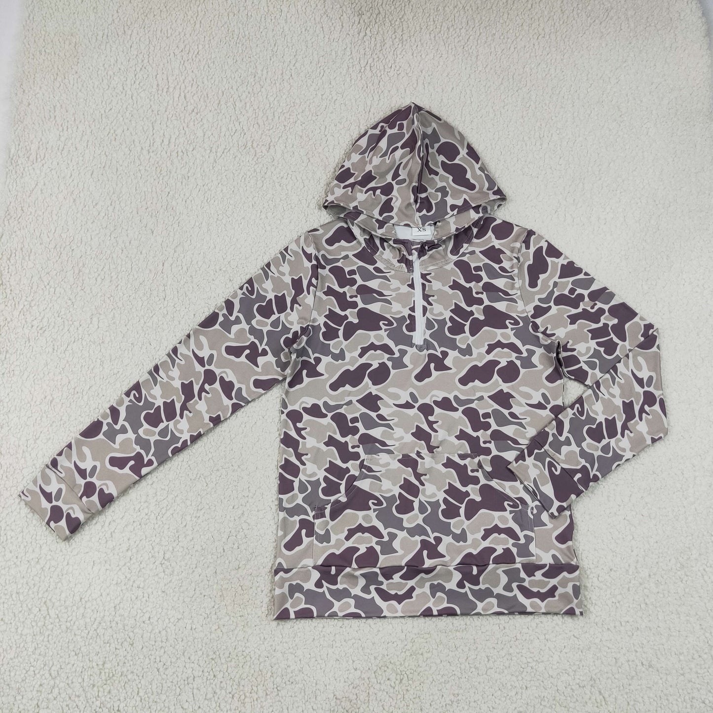 Sibling Adult Women Long Sleeve Southern Camo Zip Pocket Hoodies Tops