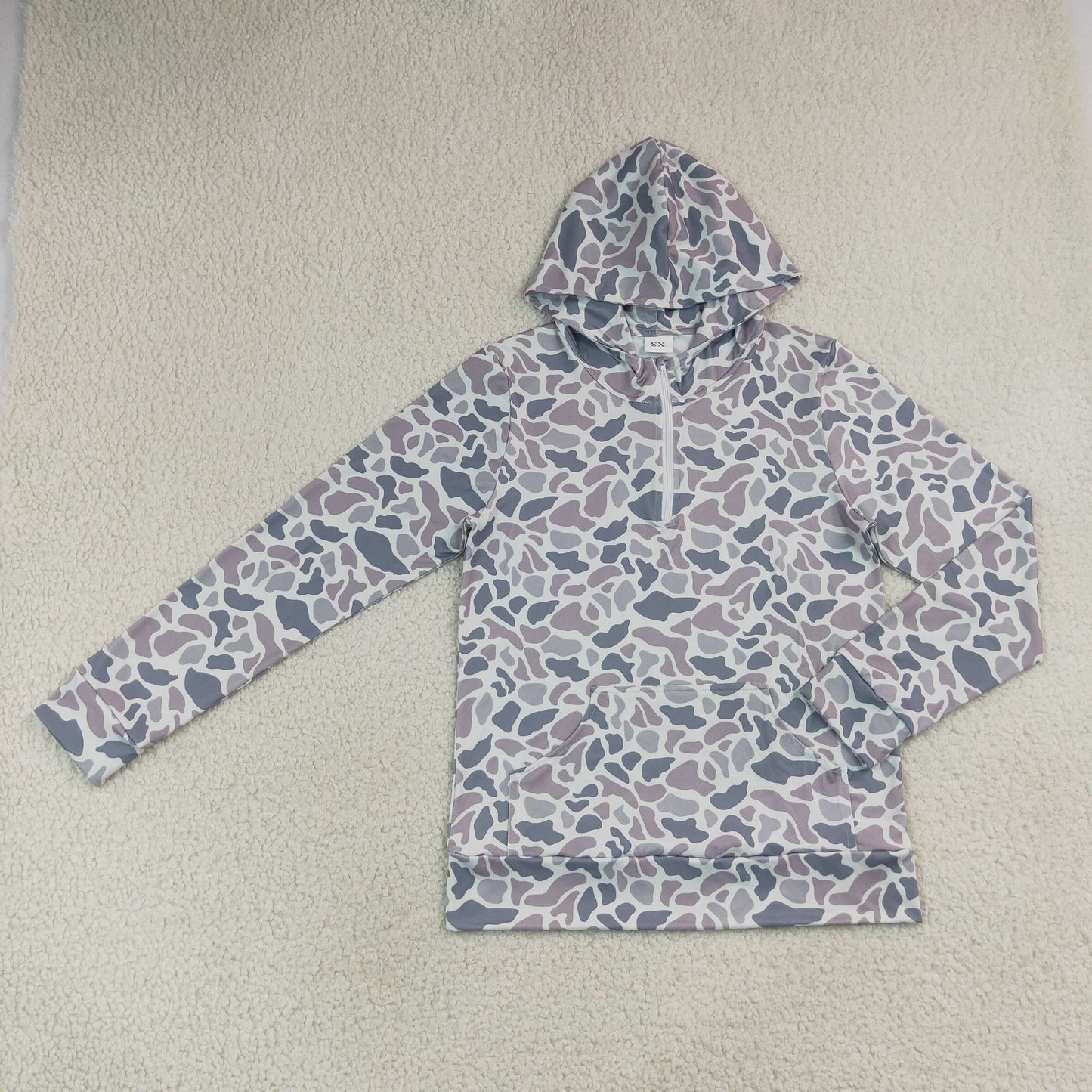 Sibling Adult Women Long Sleeve Southern Camo Zip Pocket Hoodies Tops