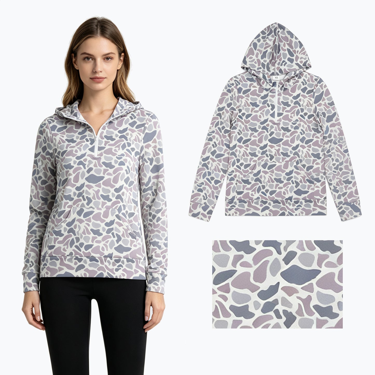 Adult Women Southern Camo Zip Pocket Hoodies Tops