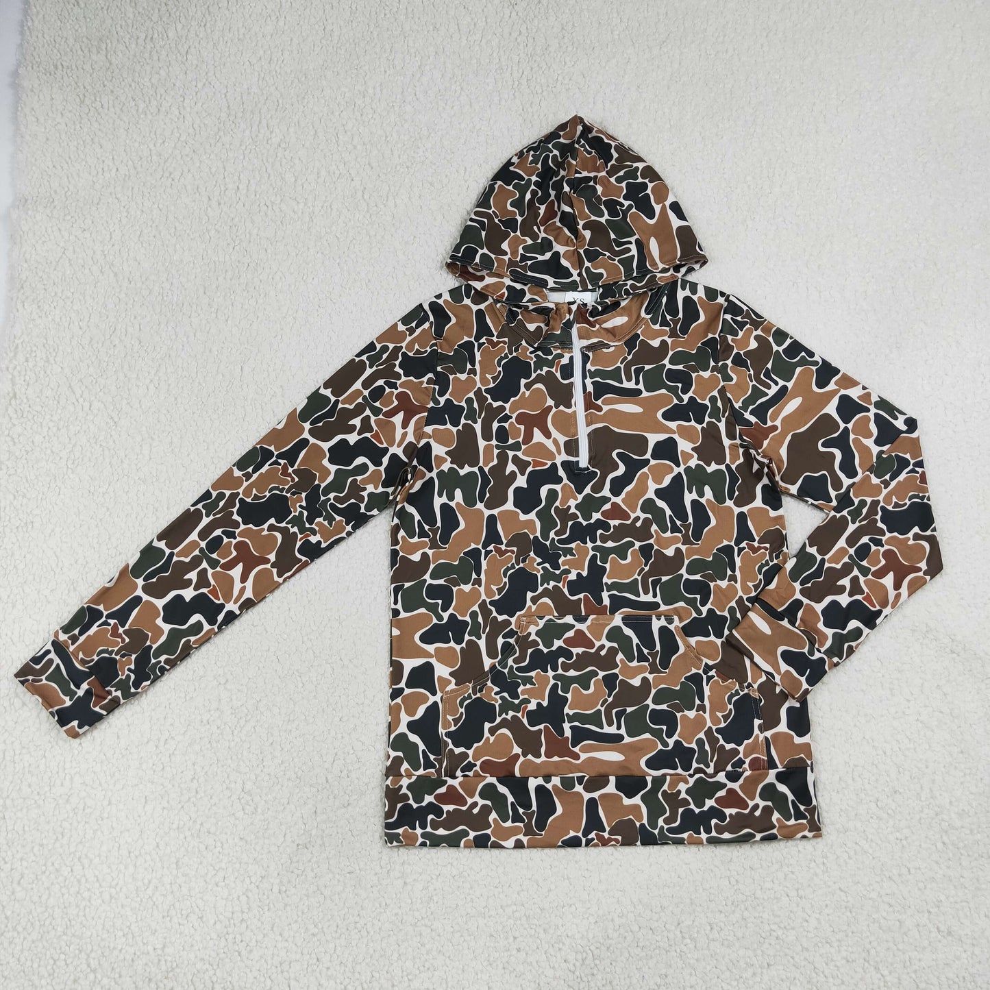 Sibling Adult Women Long Sleeve Southern Camo Zip Pocket Hoodies Tops