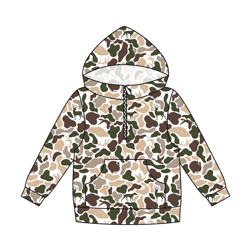 Adult Men Deer Ducks Dogs Camo Hunting Zip Pocket Hoodies Top Preorder