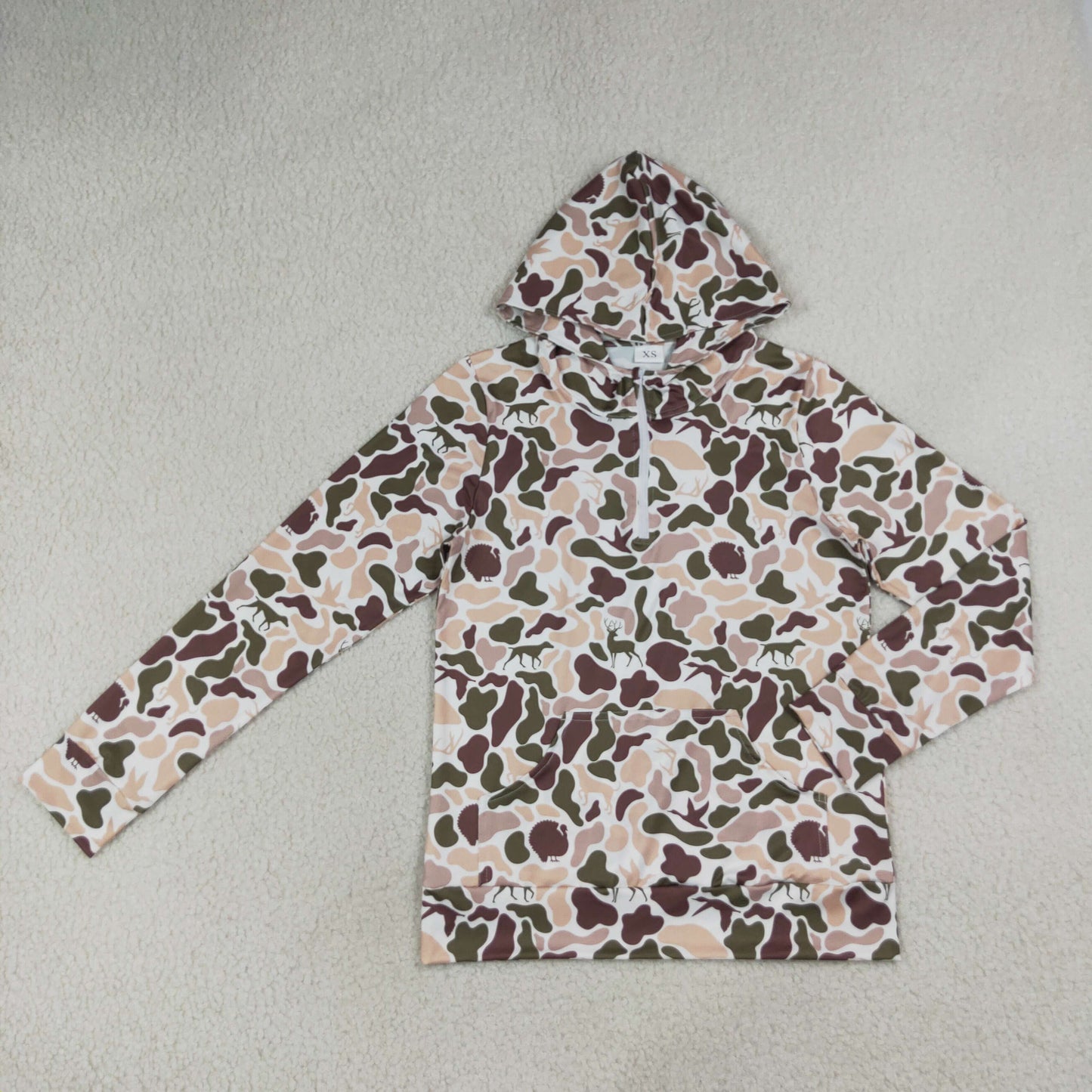 Sibling Adult Women Long Sleeve Southern Camo Zip Pocket Hoodies Tops