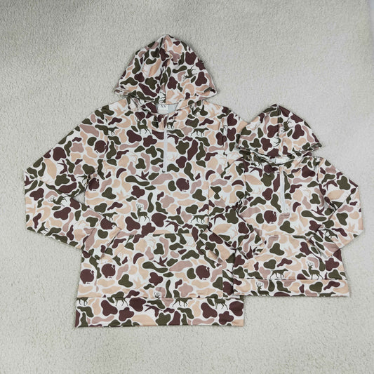 Mama and Me Boys Long Sleeve Dogs Ducks Deer Camo Zip Pocket Hoodies Top