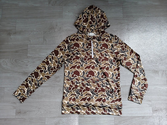 Adult Women Southern Dark Green Camo Zip Pocket Hoodies Tops