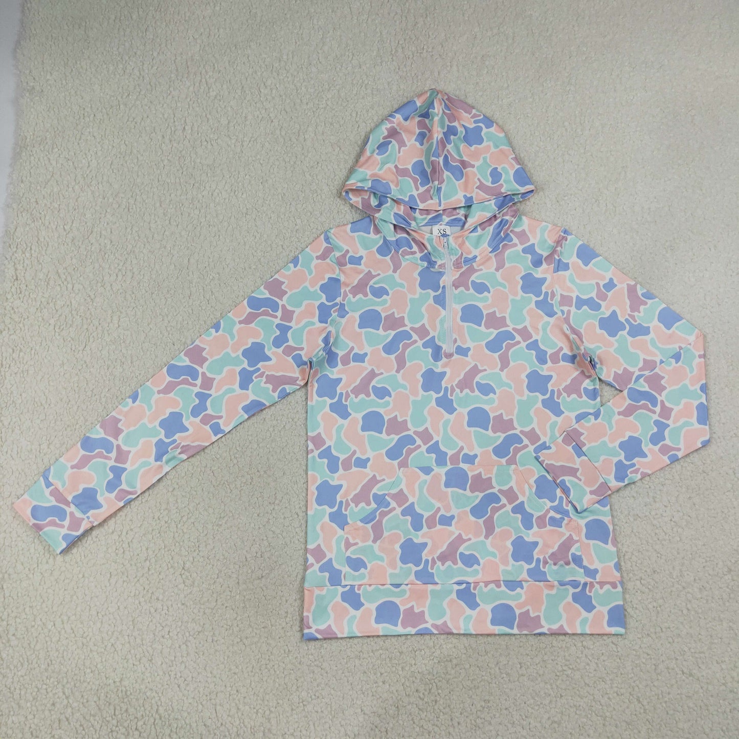Sibling Adult Women Long Sleeve Southern Camo Zip Pocket Hoodies Tops