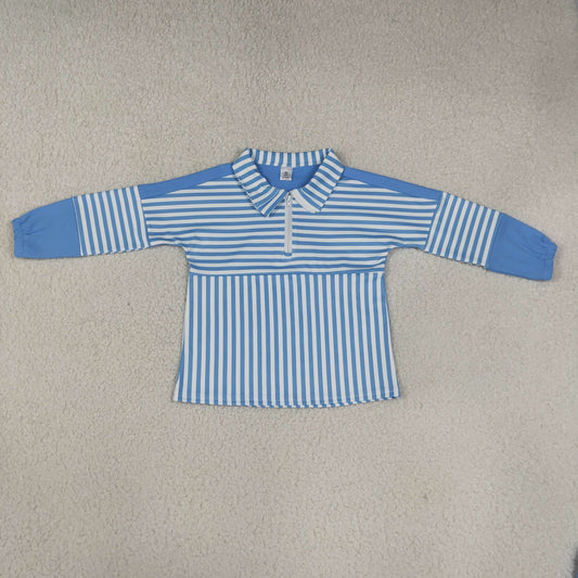 Baby Girls Blue Stripe Yoga Active Zip Pullovers Tops