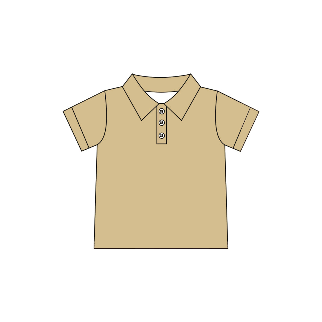 Preorder moq 5 Baby Girls Khaki Short Sleeve Yoga Active Button Polo Shirts Top