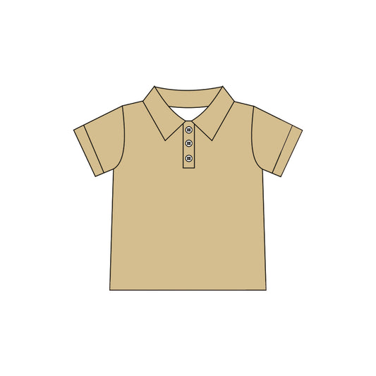 Preorder moq 5 Baby Girls Khaki Short Sleeve Yoga Active Button Polo Shirts Top