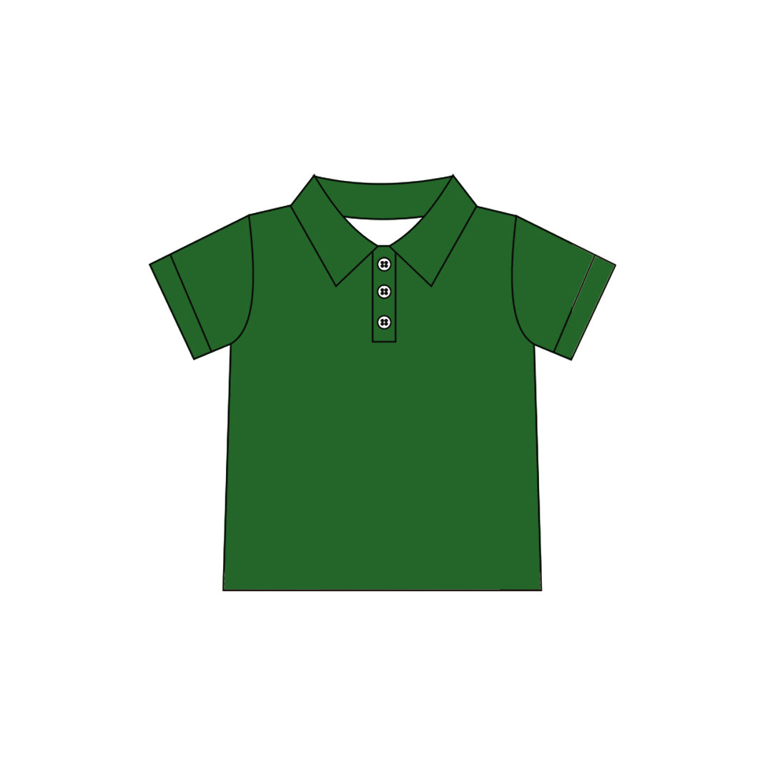 Preorder moq 5 Baby Girls Green Short Sleeve Yoga Active Button Polo Shirts Top