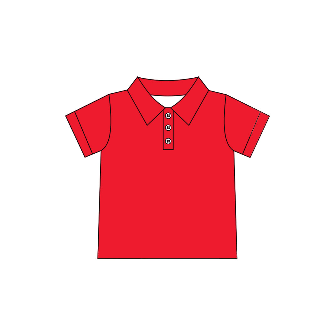 Preorder moq 5 Baby Girls Red Short Sleeve Yoga Active Button Polo Shirts Top