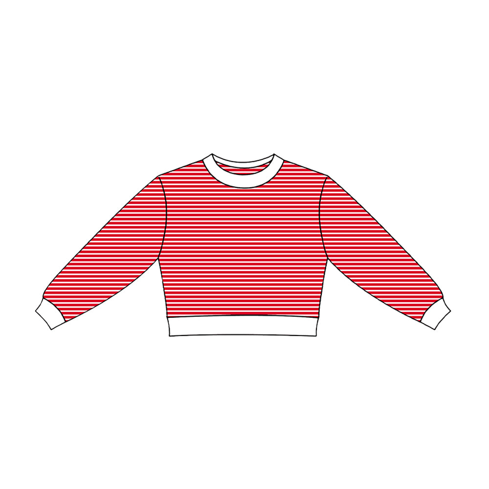 Preorder moq 5 Baby Girls Red Stripe Long Sleeve Yoga Active Shirts Top