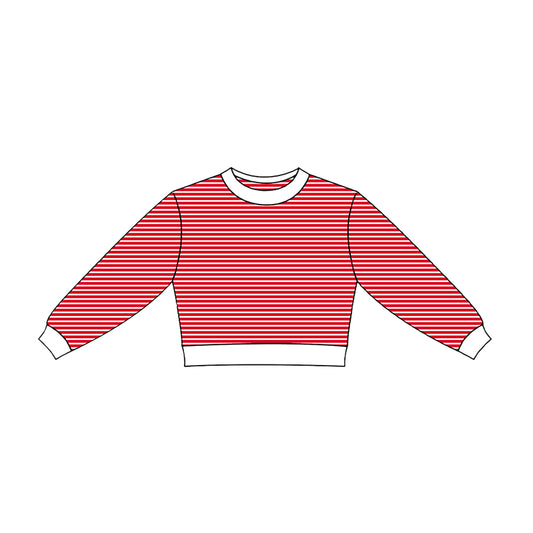 Preorder moq 5 Baby Girls Red Stripe Long Sleeve Yoga Active Shirts Top