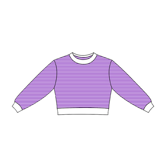 Preorder moq 5 Baby Girls Purple Stripe Long Sleeve Yoga Active Shirts Top