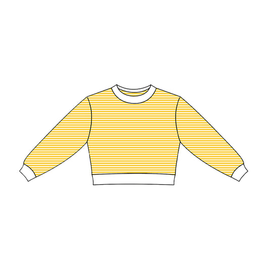 Preorder moq 5 Baby Girls Yellow Stripe Long Sleeve Yoga Active Shirts Top