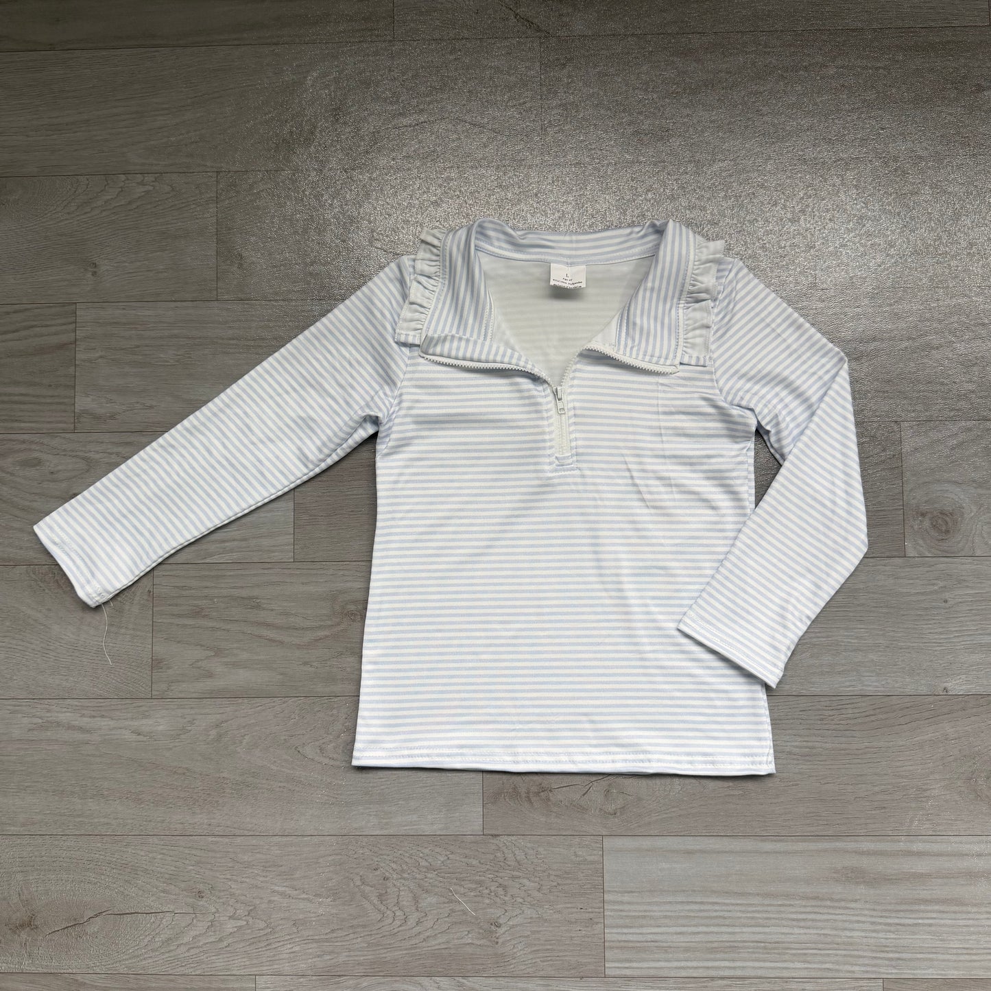 Baby Girls Long Sleeve Blue Stripe Zip Pullovers Top Preorder