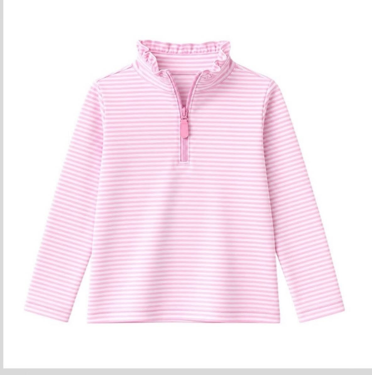 Preorder moq 5 Baby Girls Long Sleeve Pink Stripe Zip Pullovers Top