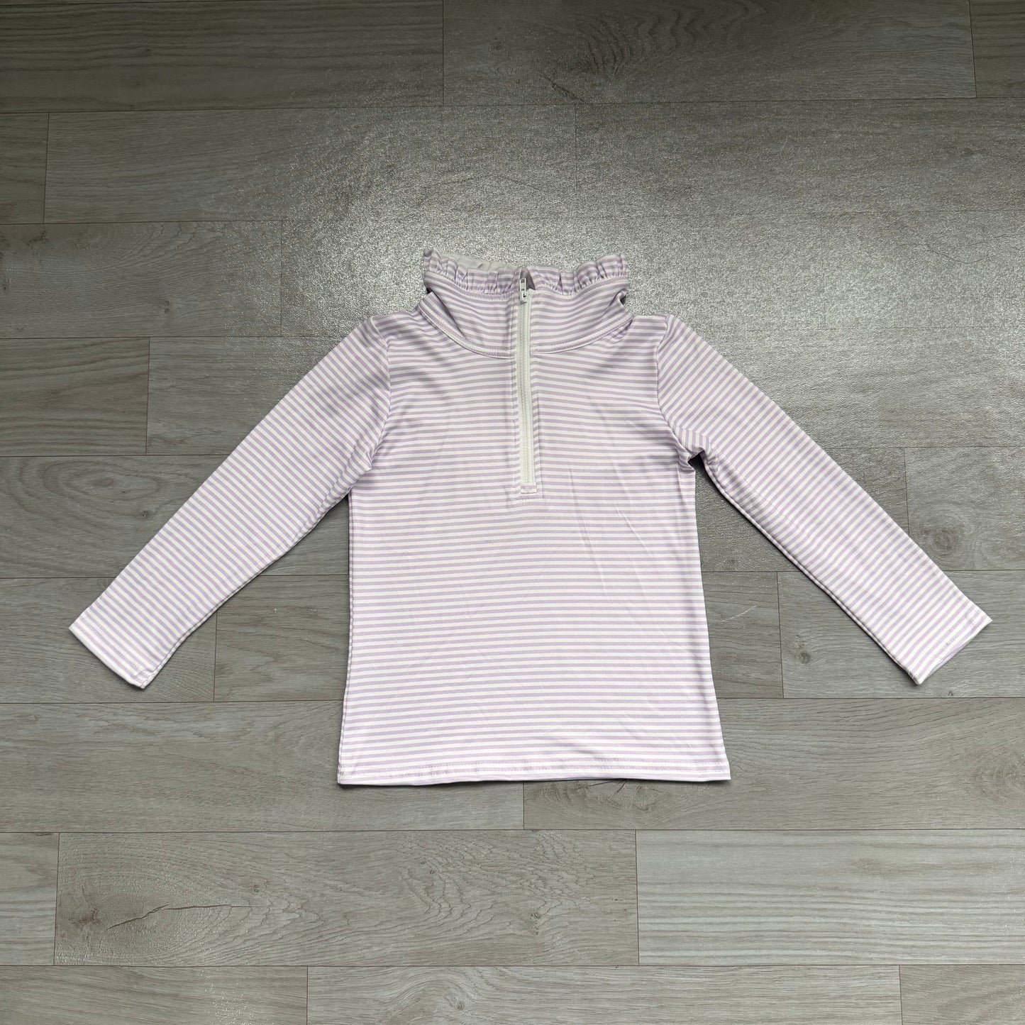 Baby Girls Long Sleeve Lavender Stripe Zip Pullovers Top Preorder