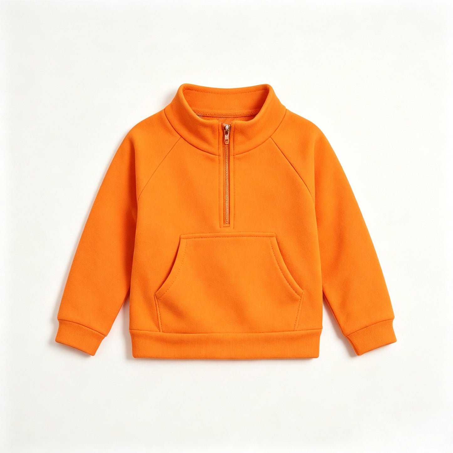 Preorder moq 5 Baby Girls Orange Long Sleeve Zip Pockets Yoga Active Pullovers Top
